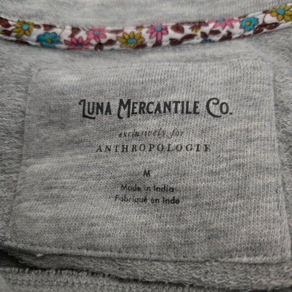 Anthropologie Luna Mercantile Co Tiger Graphic Patchwork Oversize Sweatshirt M - Picture 8 of 9